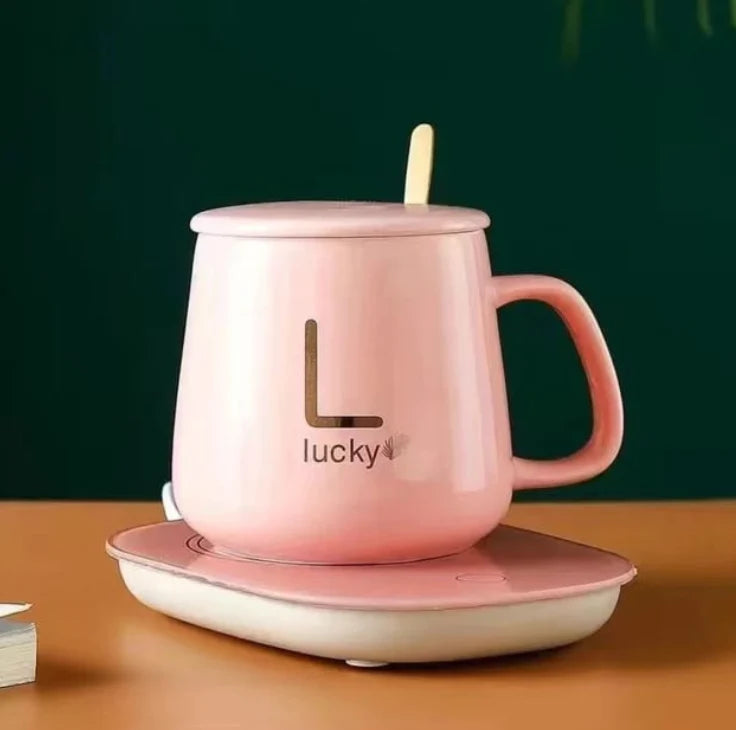 Authentic Lucky Coffee Cup and Saucer with Automatic Heating Pad 55°C Low Power Saving Fast Heat